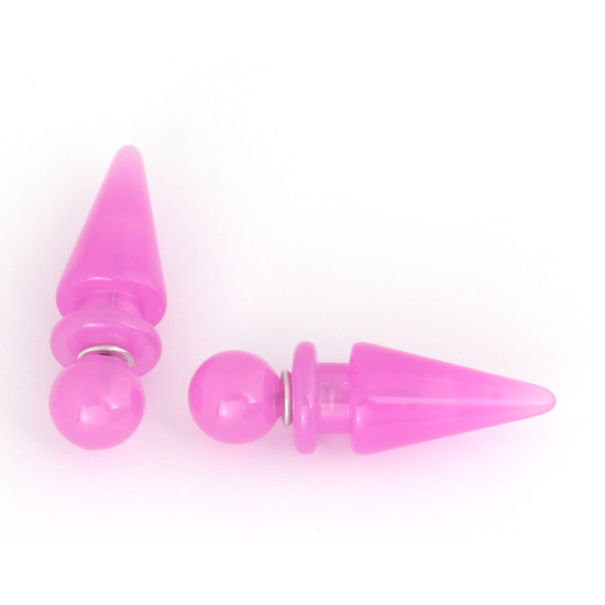 Violet acrylic fake ear taper expander stretcher earrings