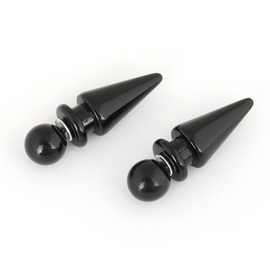 Black acrylic fake ear taper expander stretcher earrings