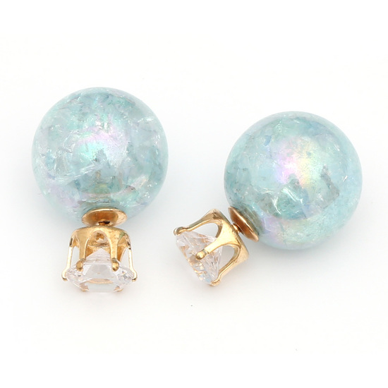Double sided light blue electroplated resin ball...
