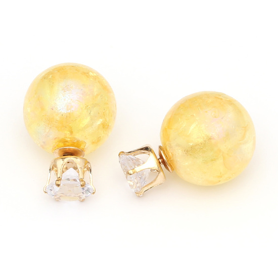 Double sided yellow electroplated resin ball with...