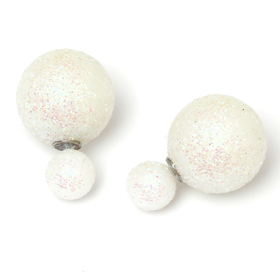 Double sided white frosted plastic glitter pearl...