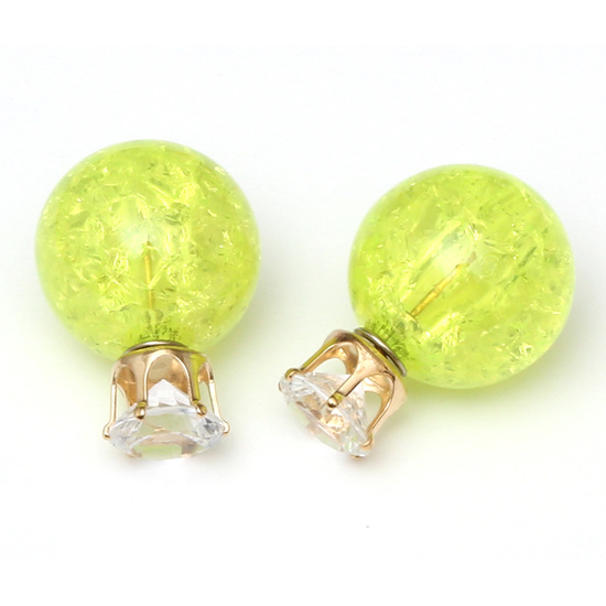 Double sided green yellow acrylic crackle ball...