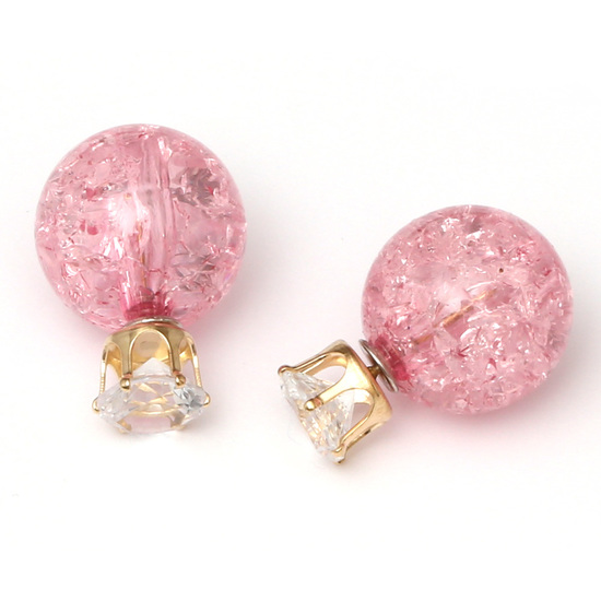 Double sided pearl pink acrylic crackle ball with...