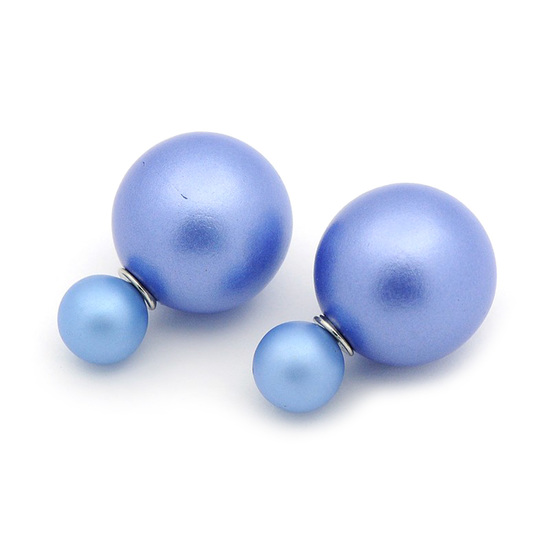Royal Blue matte acrylic bead double sided ear studs