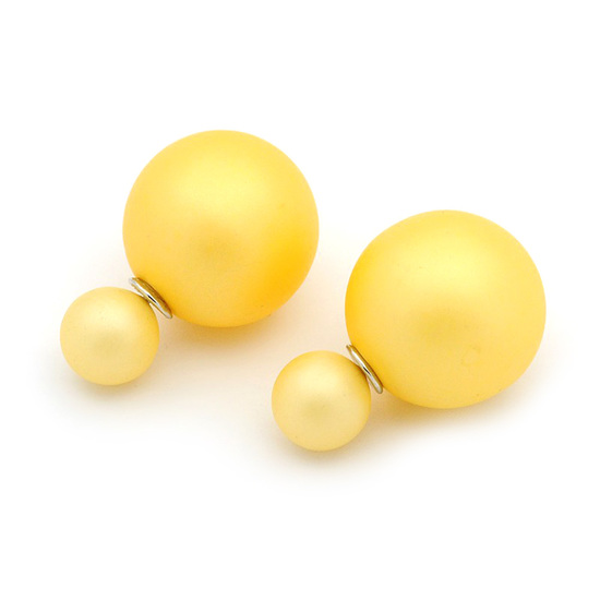 Yellow matte acrylic bead double sided ear studs