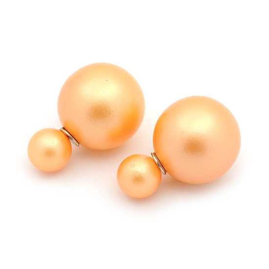 Peach puff matte acrylic bead double sided ear...