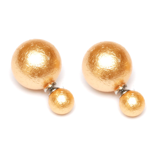 Orange matte acrylic pearl ball double sided ear studs