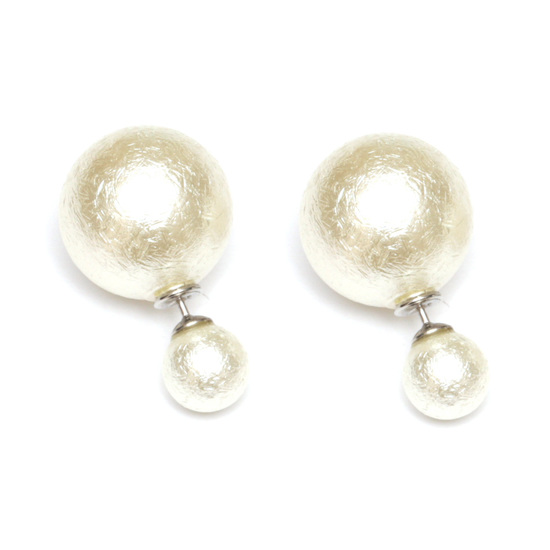 Old lace matte acrylic pearl ball double sided ear studs