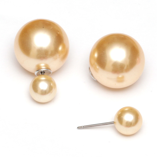 Wheat ABS acrylic pearl ball double sided stud...