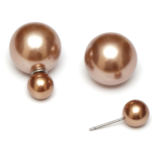 Camel ABS acrylic pearl ball double sided stud...