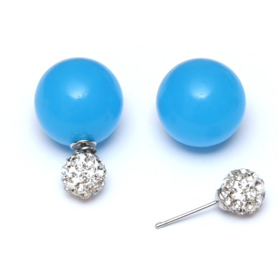 Deep sky blue candy colour acrylic bead with crystal...