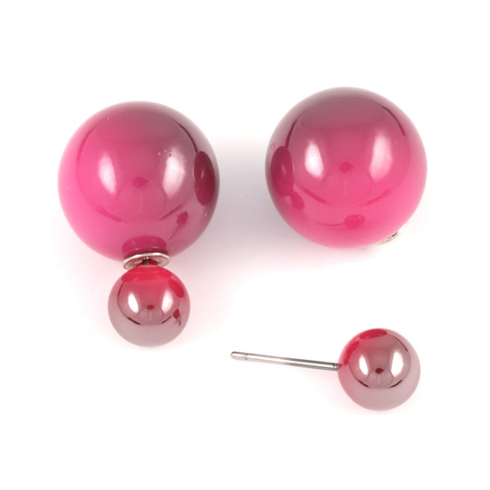 Two tone camellia acrylic bead double sided ear...