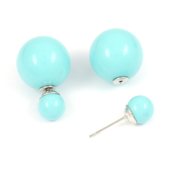 Turquoise acrylic ball double sided stud earrings