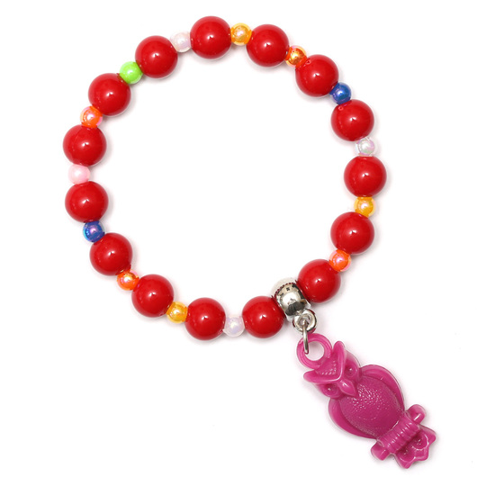 Red Fashion Acrylic Bead Bracelet for Kids with...