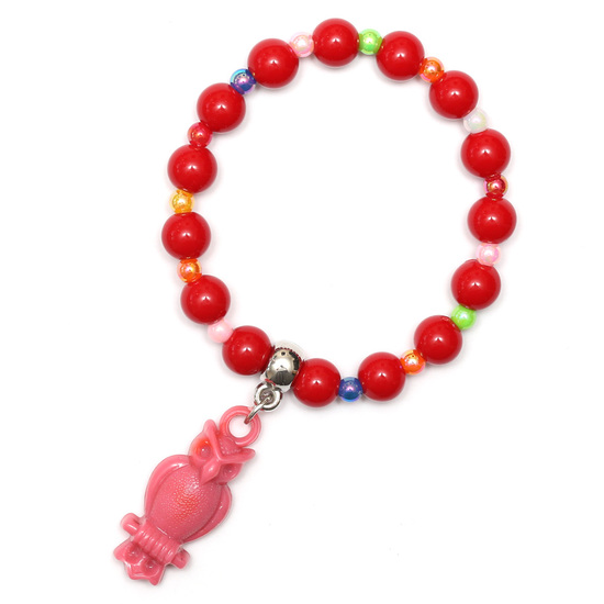 Red Fashion Acrylic Bead Bracelet for Kids with...