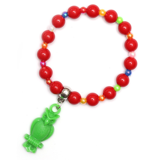 Red Fashion Acrylic Bead Bracelet for Kids with...