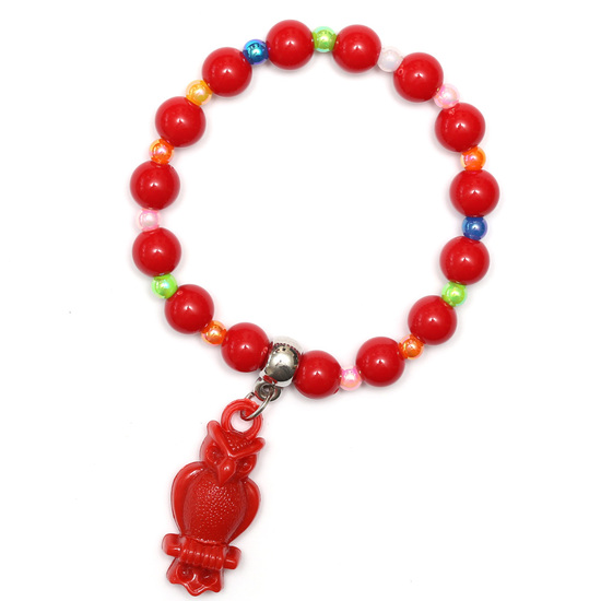 Red Fashion Acrylic Bead Bracelet for Kids with...