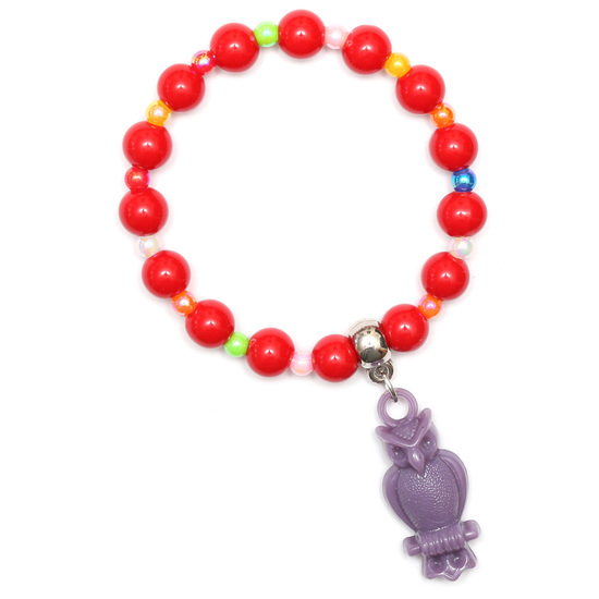 Red Fashion Acrylic Bead Bracelet for Kids with...