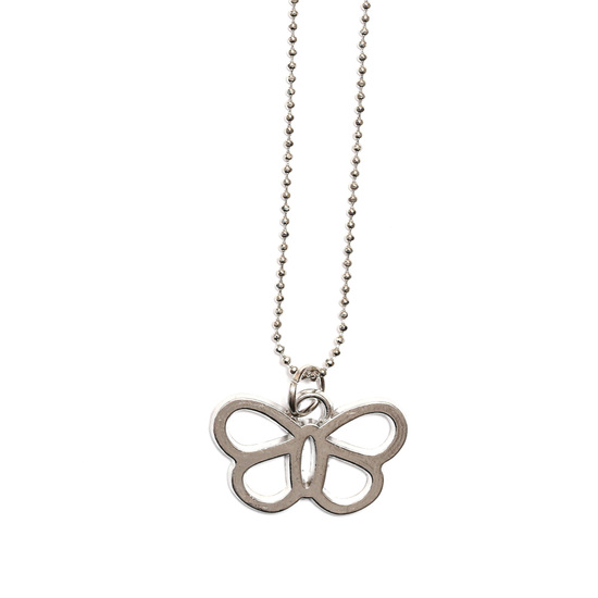 Silver tone butterfly pendant necklace
