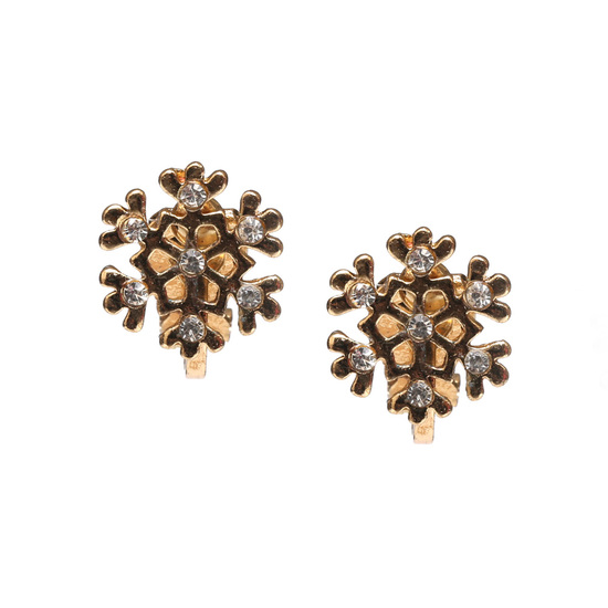 Christmas gold-tone snowflake clip on earrings...