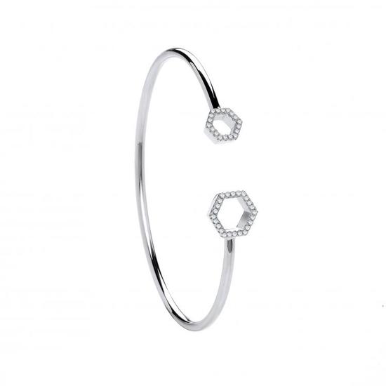 Hexagon Cuff Bangle with CZ