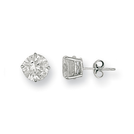 9ct White Gold 8mm Claw Set CZ Stud Earrings