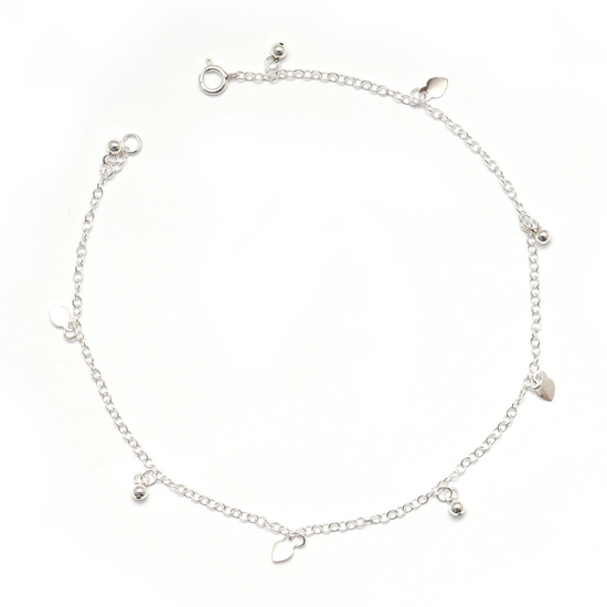 Sterling silver anklet decorated with delicate...