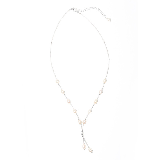 Sterling silver necklace with white freshwater pearls