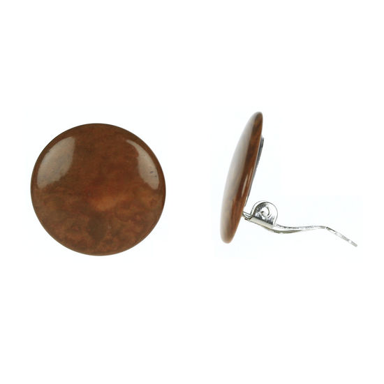 Brown Discs Tagua Clip-on Earrings, 20mm