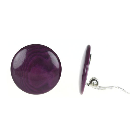 Purple Discs Tagua Clip-on Earrings, 20mm