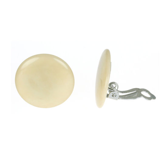 White Discs Tagua Clip-on Earrings, 20mm