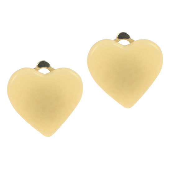 White Hearts Tagua Clip-on Earrings, 19 x 19mm