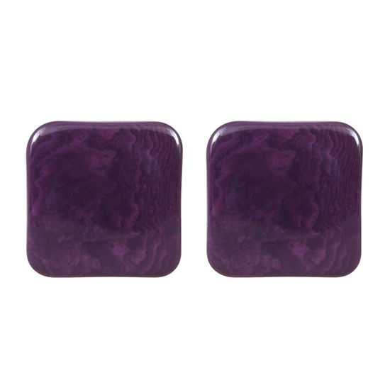 Purple Squares Tagua Clip-on Earrings, 20mm