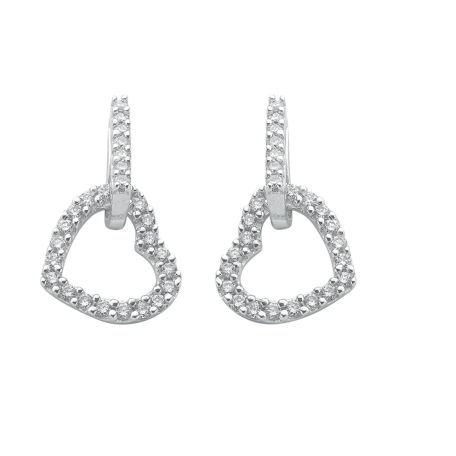 Open Heart Drop Diamond Earrings